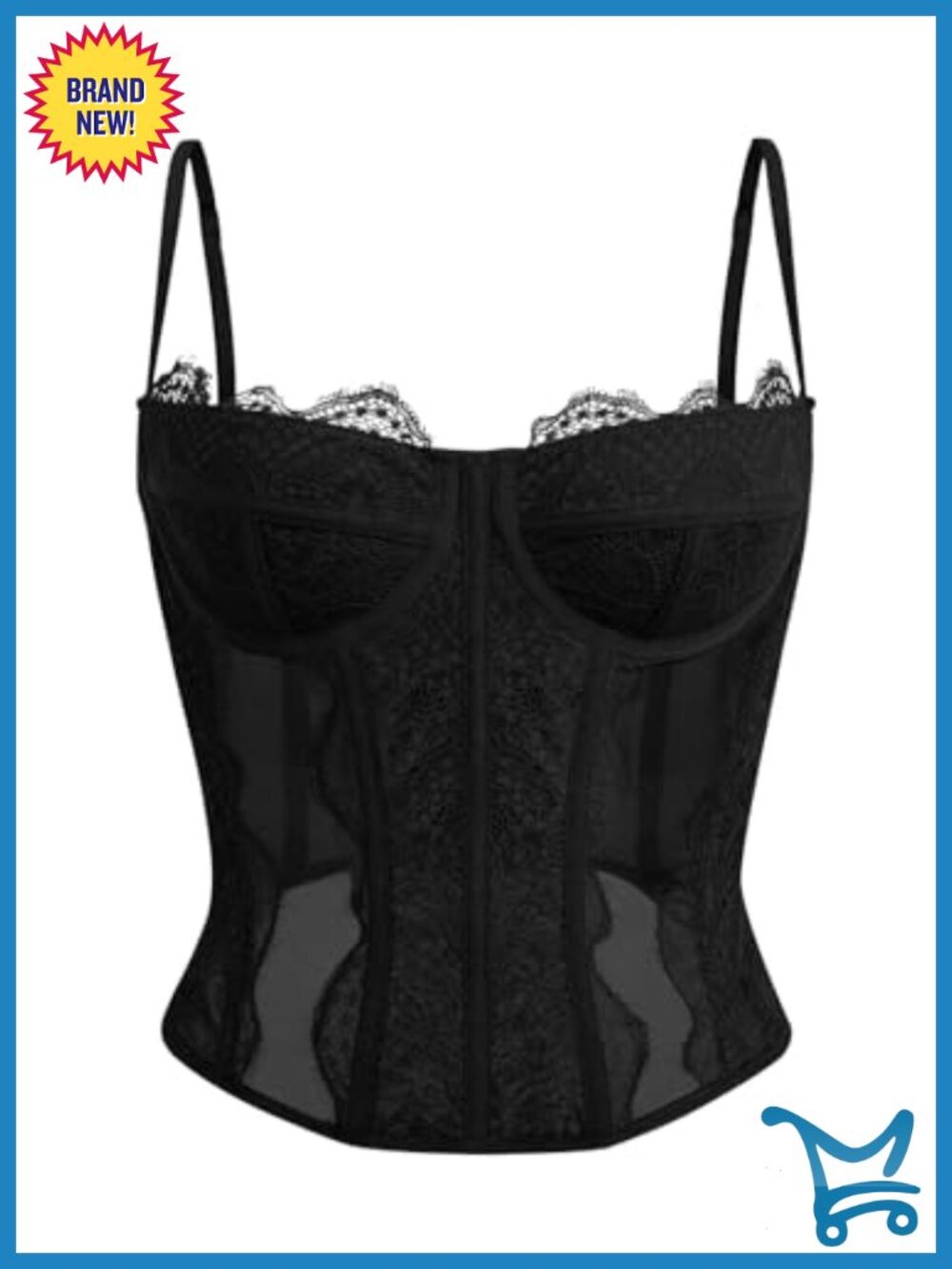 Corset Top V-Neck Lace Backless Spaghetti Strap Crop Bustier